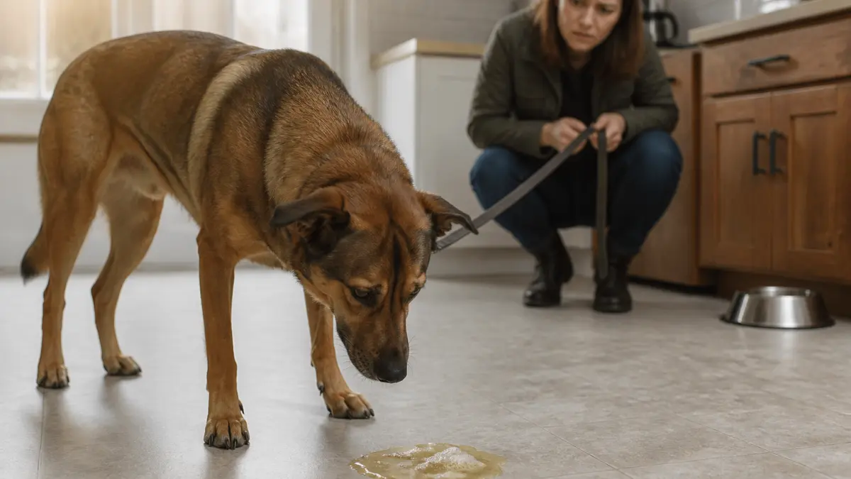Chien qui vomit jaune : causes possibles et signes à surveiller